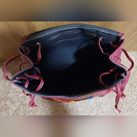 Faux Leather Floral Embroidered Backpack Purse - Picture 8 of 8